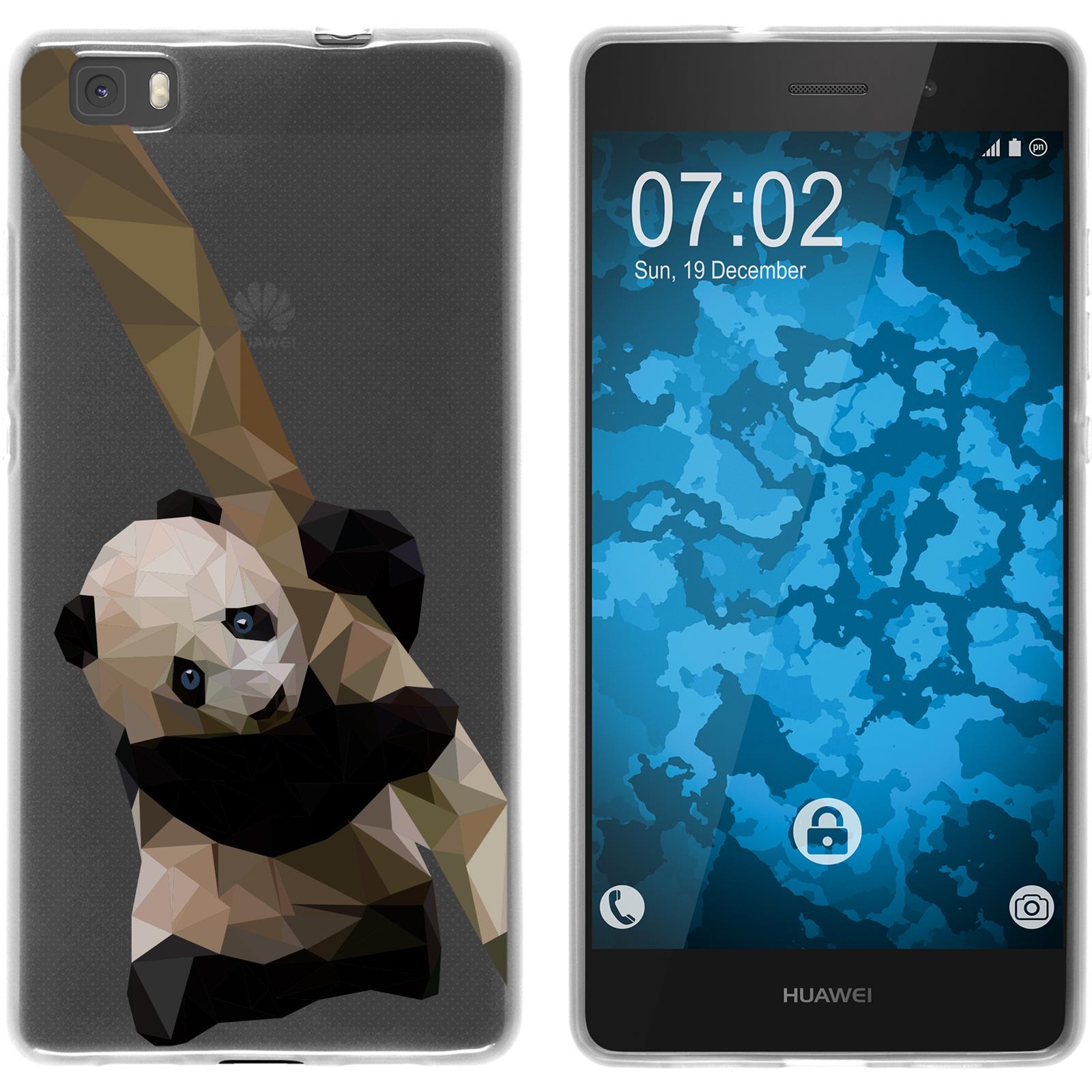 P8 Lite 2015 (1.Gen.) Silikon-Hülle Vektor Tiere Panda M4 Ca