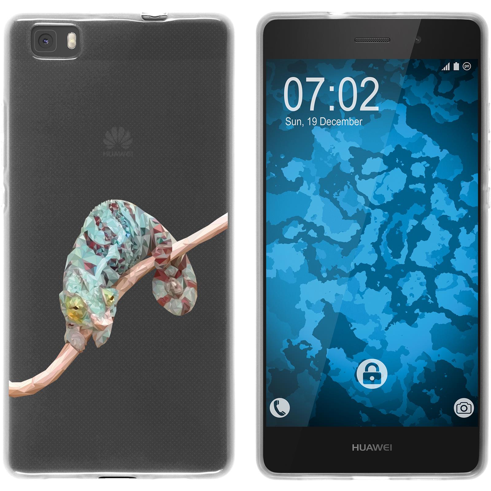 P8 Lite 2015 (1.Gen.) Silikon-Hülle Vektor Tiere Camelion M7