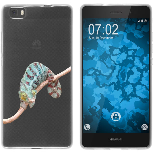 P8 Lite 2015 (1.Gen.) Silikon-Hülle Vektor Tiere Camelion M7