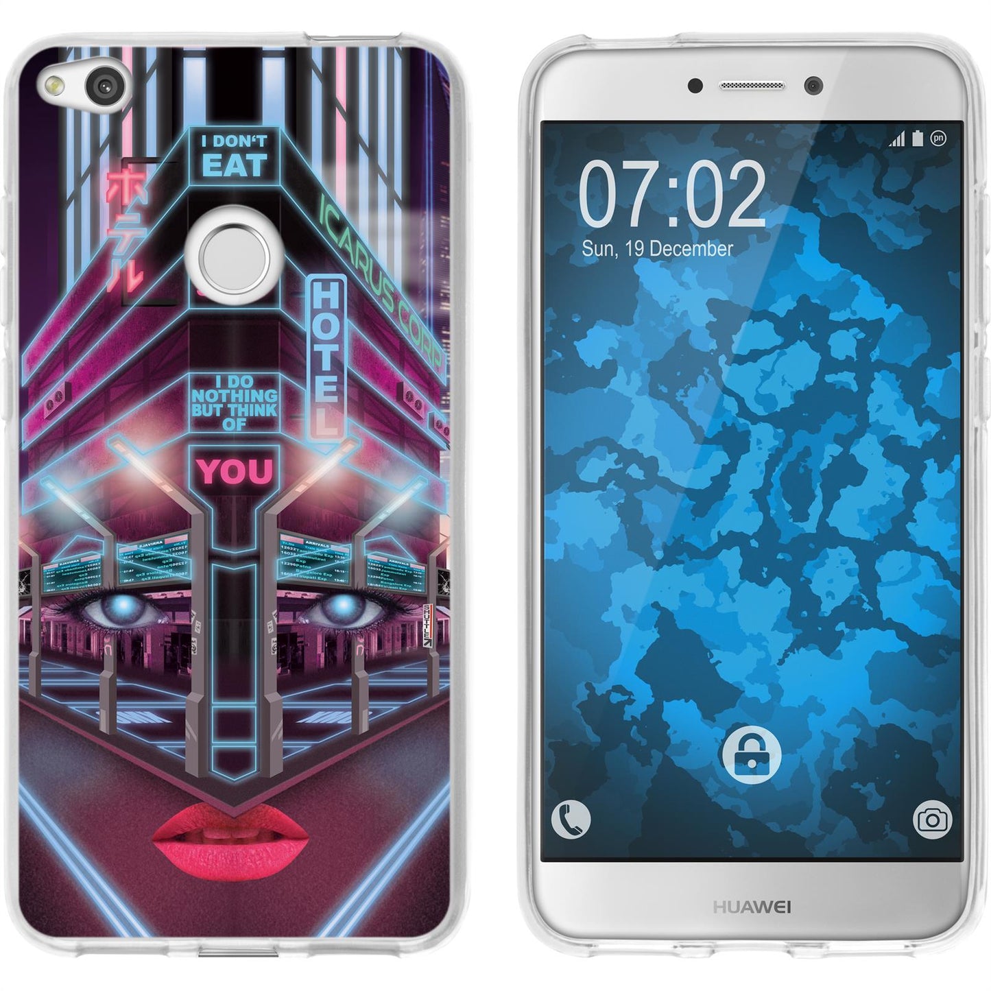 P8 Lite 2017 Silikon-Hülle Retro Wave Cyberpunk.02 M5 Case