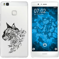 P9 Lite Silikon-Hülle Floral Katze M2-1 Case