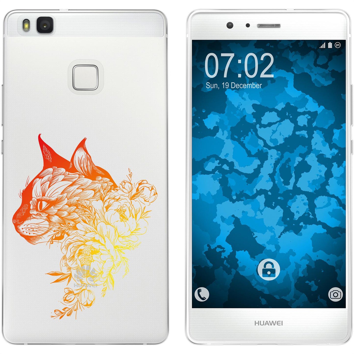 P9 Lite Silikon-Hülle Floral Katze M2-2 Case