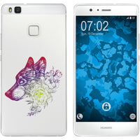 P9 Lite Silikon-Hülle Floral Wolf M3-5 Case