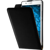 Kunst-Lederhülle für Huawei P9 Lite Flip-Case schwarz + 2 Sc