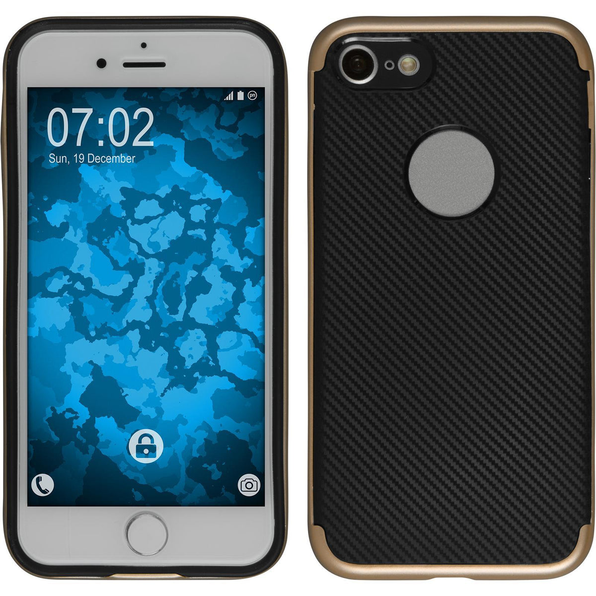 Hybridhülle für Apple iPhone 7 / 8 / SE 2020 Carbonoptik gol