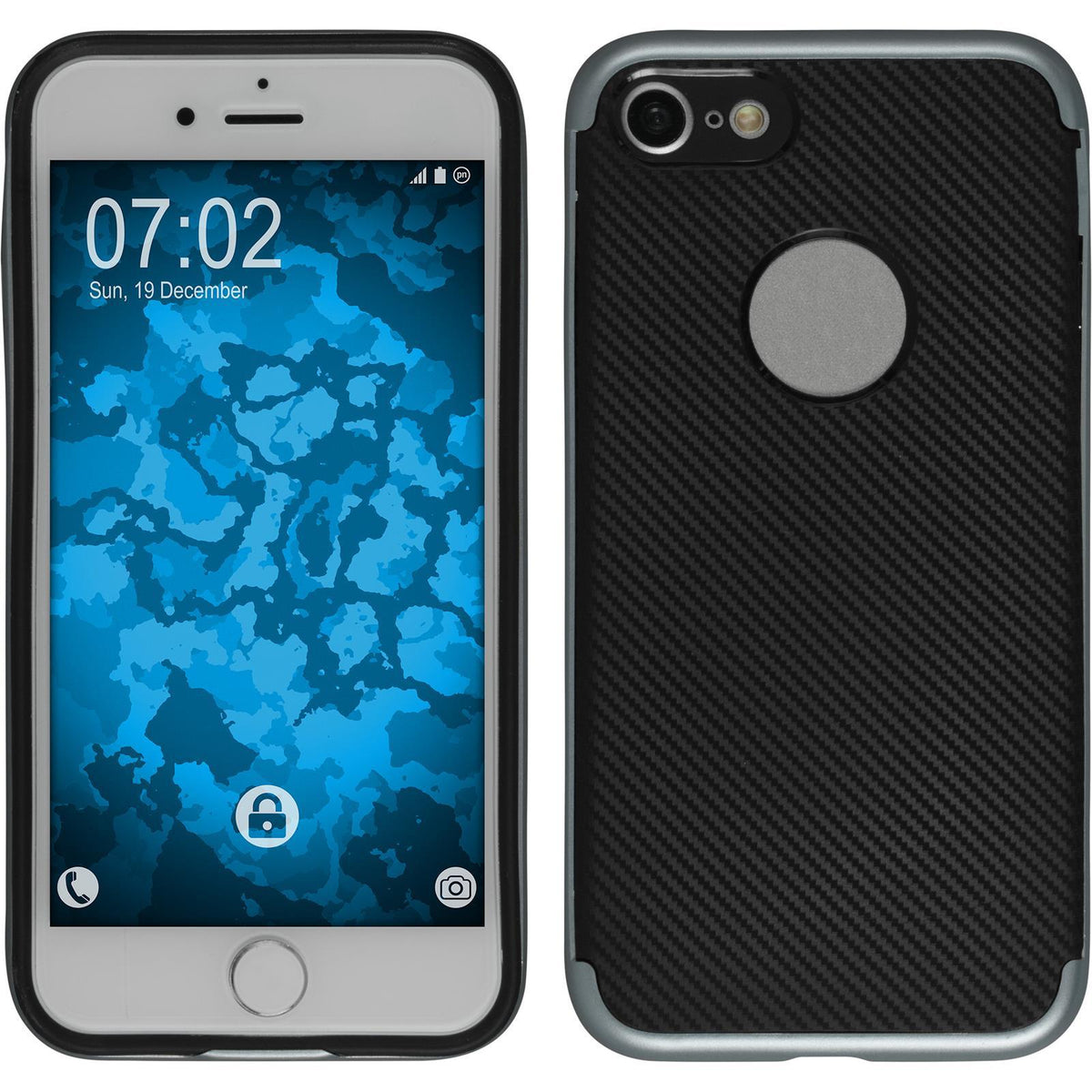 Hybridhülle für Apple iPhone 7 / 8 / SE 2020 Carbonoptik gra