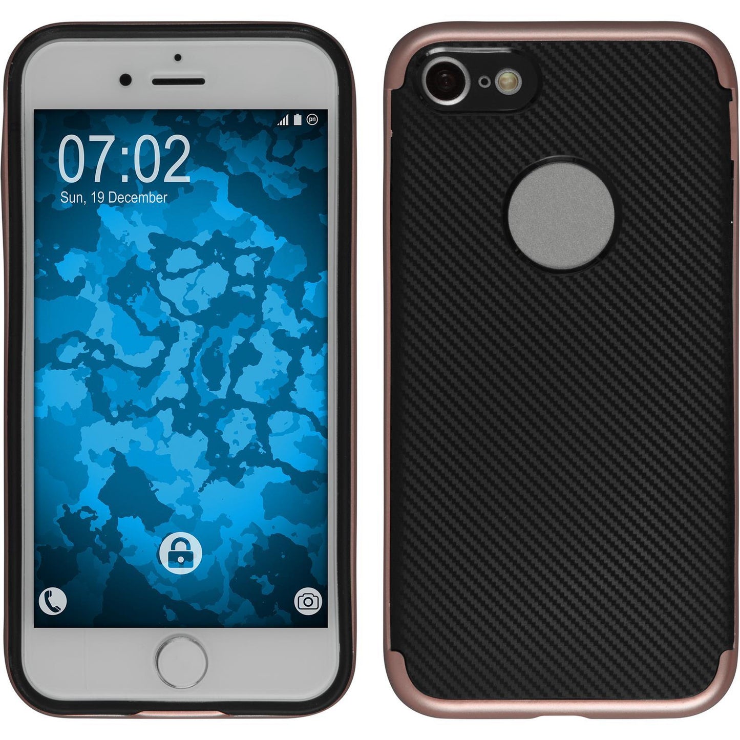 Hybridhülle für Apple iPhone 8 Carbonoptik RosÈgold