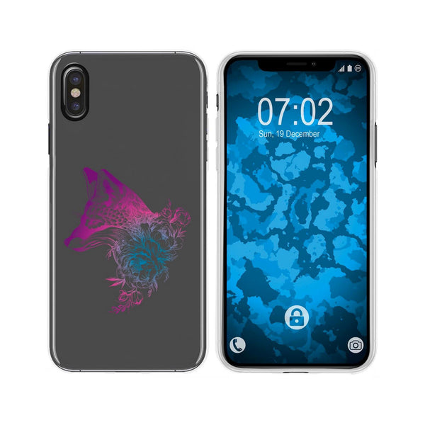 iPhone Xs Max Silikon-Hülle Floral Fuchs M1-6 Case