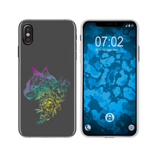 iPhone Xs Max Silikon-Hülle Floral Katze M2-4 Case