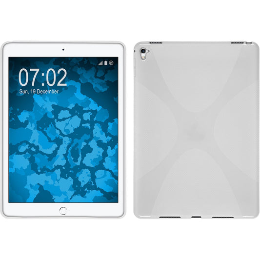 PhoneNatic Case kompatibel mit Apple iPad Pro 9.7 - weiß Silikon Hülle X-Style + 2 Schutzfolien