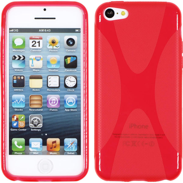 PhoneNatic Case kompatibel mit Apple iPhone 5c - rot Silikon Hülle X-Style + 2 Schutzfolien