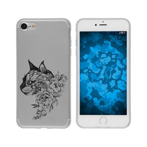 iPhone 7 / 8 / SE 2020 Silikon-Hülle Floral Katze M2-1 Case