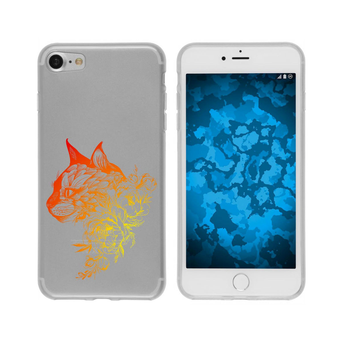 iPhone 6s / 6 Silikon-Hülle Floral Katze M2-2 Case