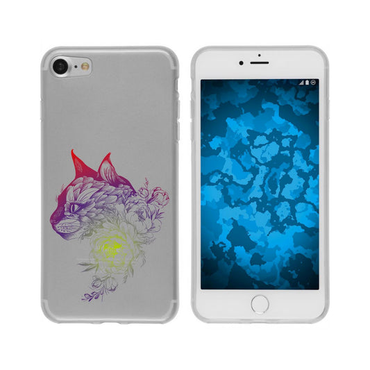 iPhone 6 Plus / 6s Plus Silikon-Hülle Floral Katze M2-5 Case