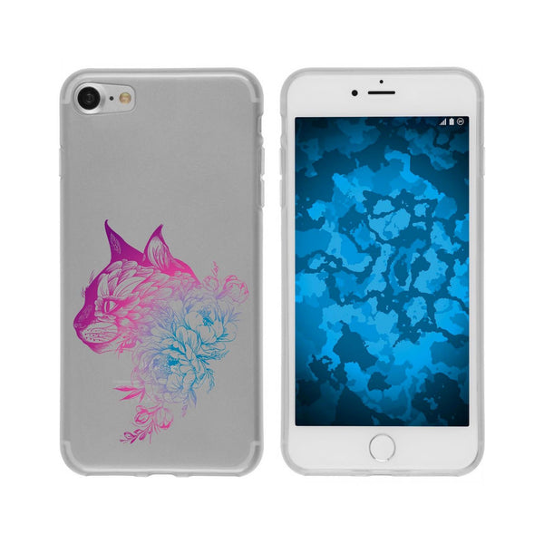 iPhone 7 / 8 / SE 2020 Silikon-Hülle Floral Katze M2-6 Case