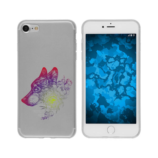 iPhone 7 / 8 / SE 2020 Silikon-Hülle Floral Wolf M3-5 Case