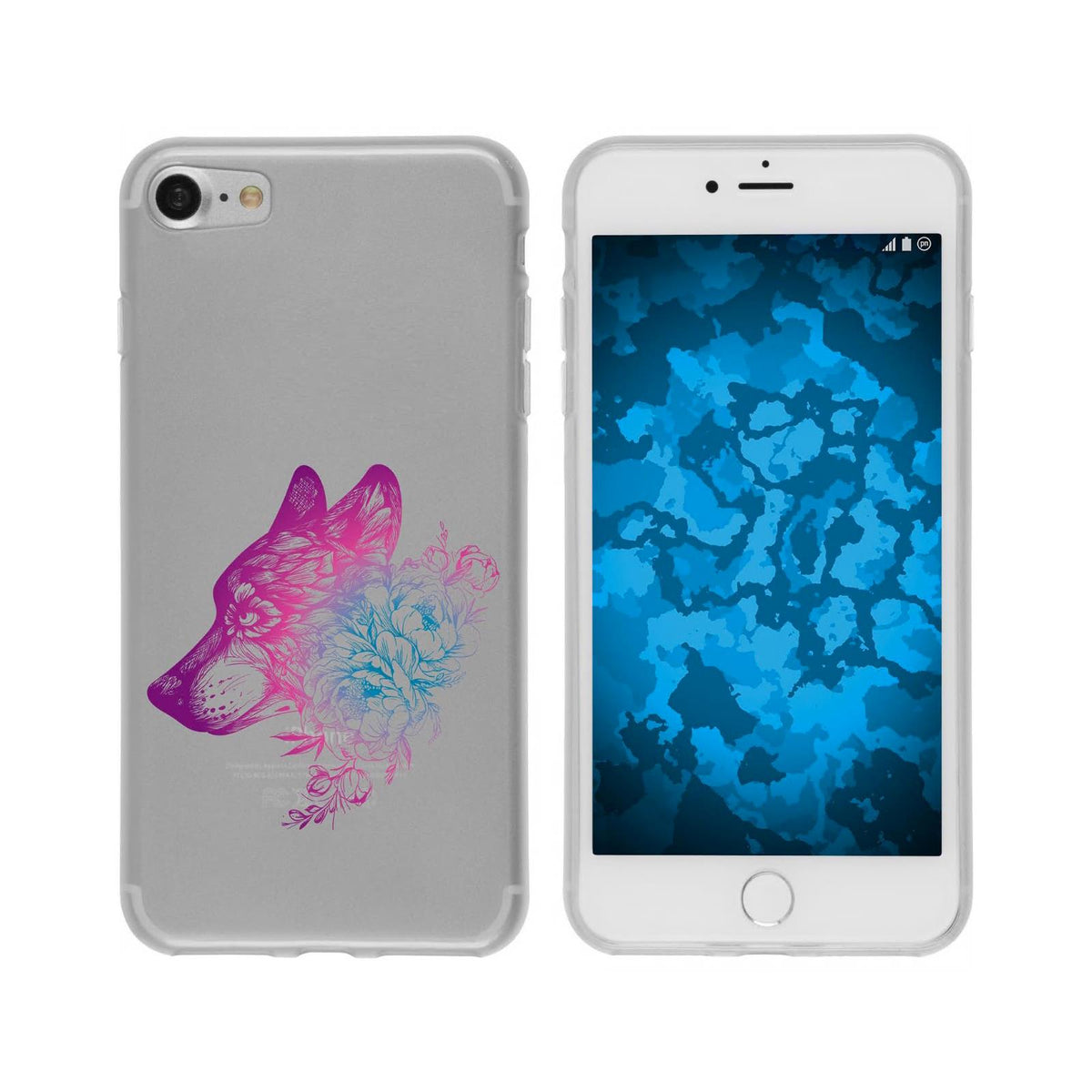 iPhone 6 Plus / 6s Plus Silikon-Hülle Floral Wolf M3-6 Case