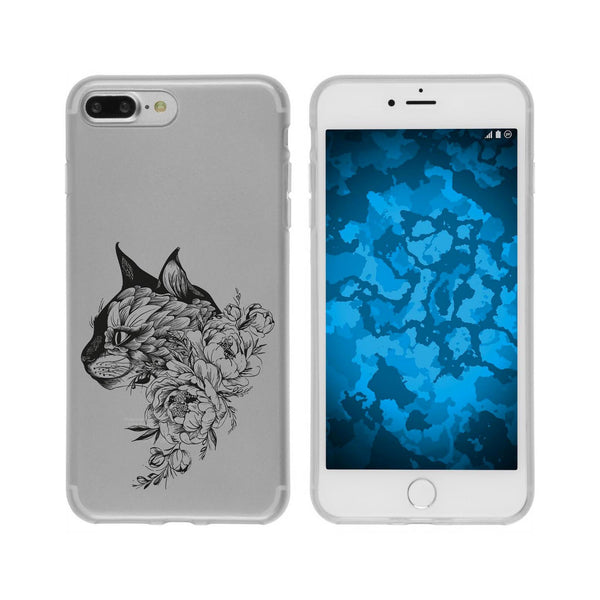 iPhone 7 Plus / 8 Plus Silikon-Hülle Floral Katze M2-1 Case