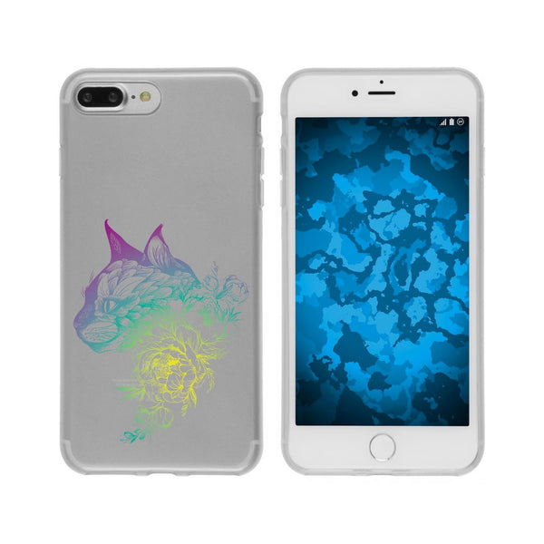 iPhone 7 Plus / 8 Plus Silikon-Hülle Floral Katze M2-4 Case