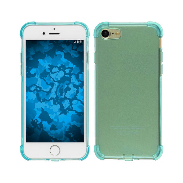 PhoneNatic Case kompatibel mit Apple iPhone 8 - blau Silikon Hülle Shock-Proof + 2 Schutzfolien