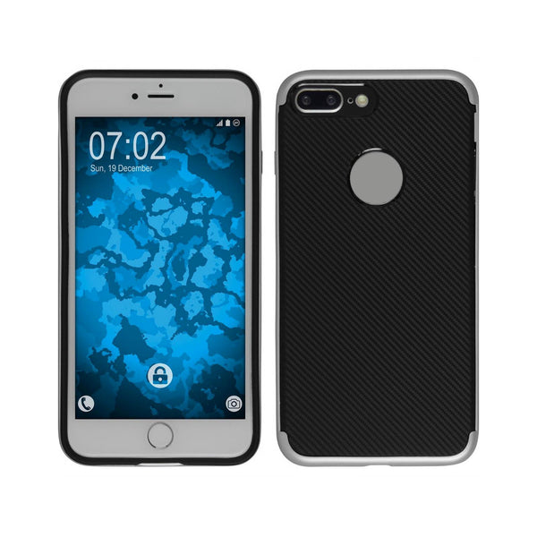 Hybridhülle für Apple iPhone 8 Plus Carbonoptik silber