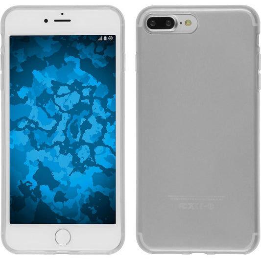 PhoneNatic Case kompatibel mit Apple iPhone 7 Plus / 8 Plus - weiß Silikon Hülle transparent + 2 Schutzfolien
