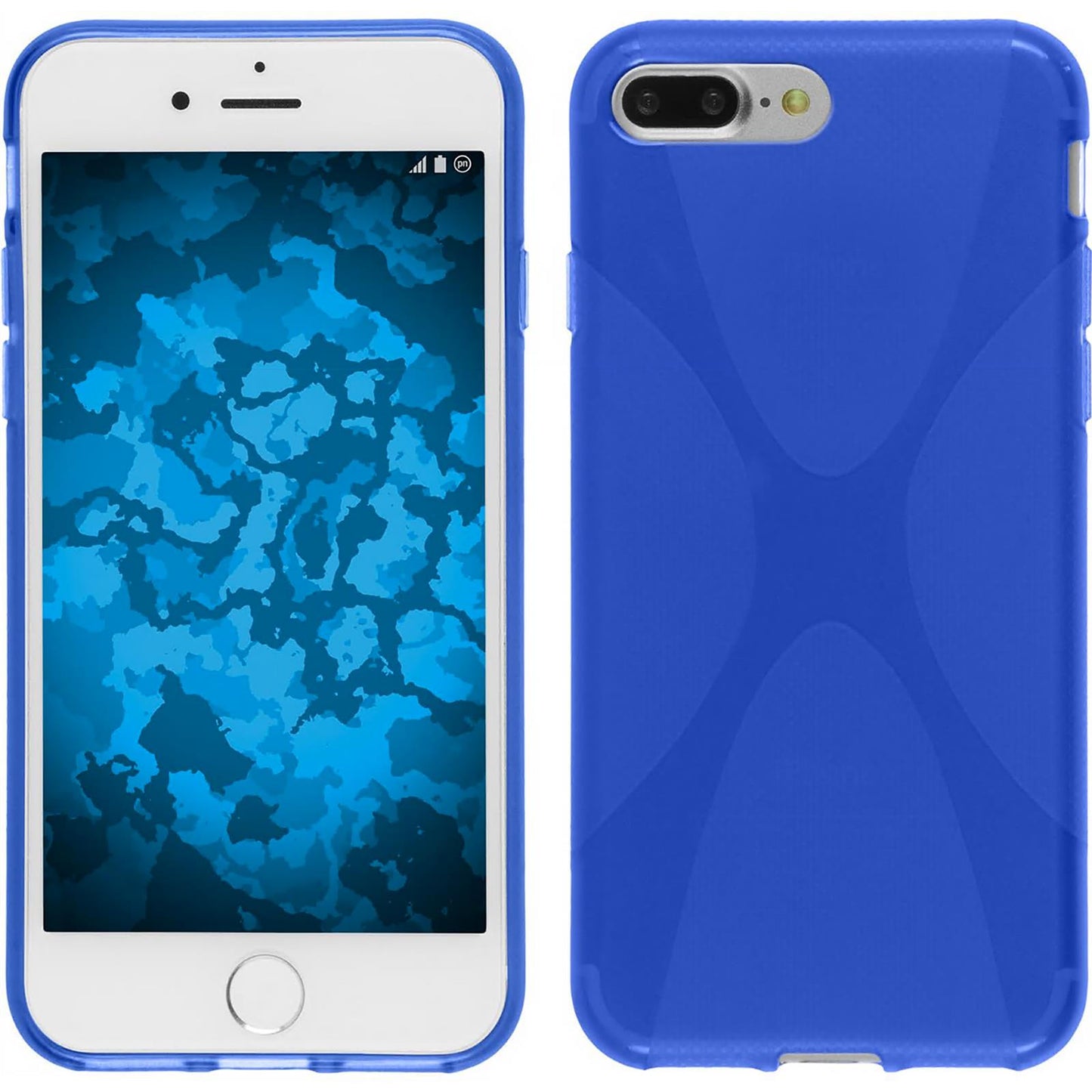 PhoneNatic Case kompatibel mit Apple iPhone 7 Plus / 8 Plus - blau Silikon Hülle X-Style + 2 Schutzfolien