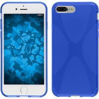 PhoneNatic Case kompatibel mit Apple iPhone 7 Plus / 8 Plus - blau Silikon Hülle X-Style + 2 Schutzfolien