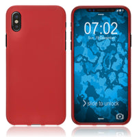 PhoneNatic Case kompatibel mit Apple iPhone Xs - rot Silikon Hülle matt Cover