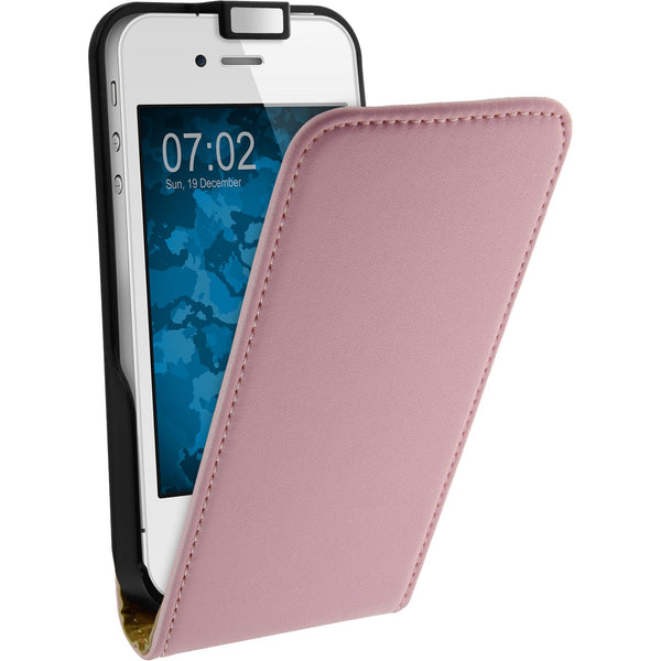 Kunst-Lederhülle für Apple iPhone 4S Flip-Case rosa + 2 Schu