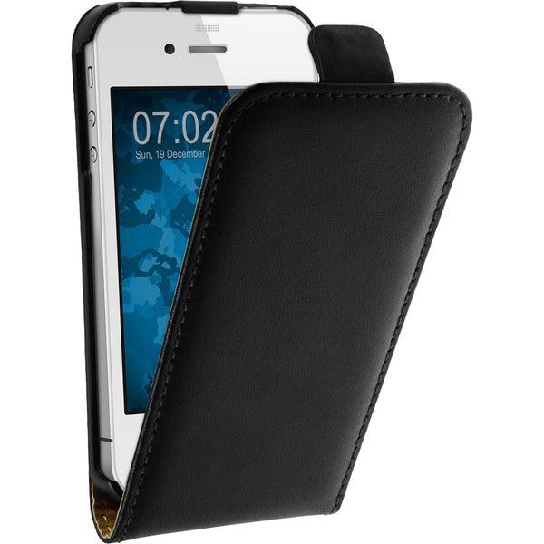 Kunst-Lederhülle für Apple iPhone 4S Flip-Case schwarz + 2 S