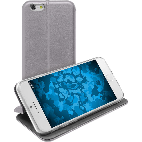 Kunst-Lederhülle für Apple iPhone 6s / 6 Etui grau + 2 Schut