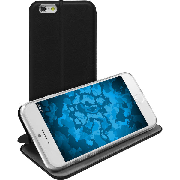 Kunst-Lederhülle für Apple iPhone 6s / 6 Etui schwarz + 2 Sc