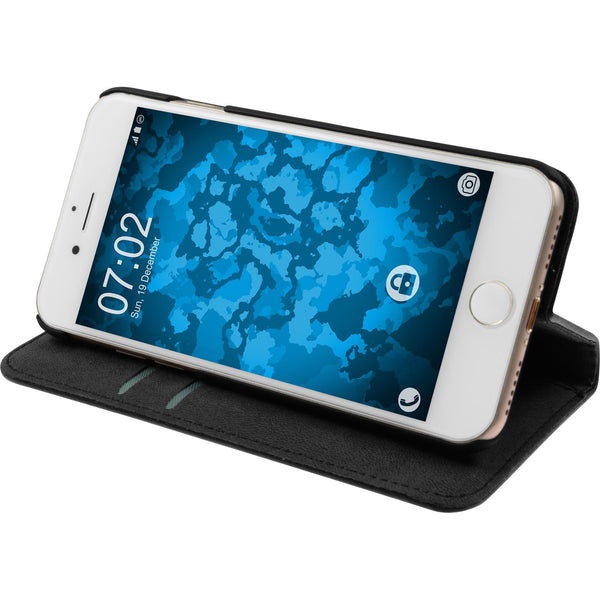 Kunst-Lederhülle für Apple iPhone 8 Book-Case schwarz + 2 Sc