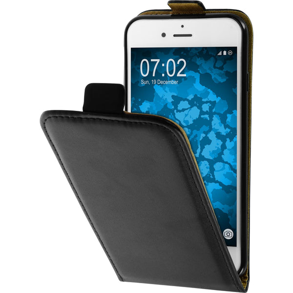 Kunst-Lederhülle für Apple iPhone 8 Flip-Case schwarz + 2 Sc