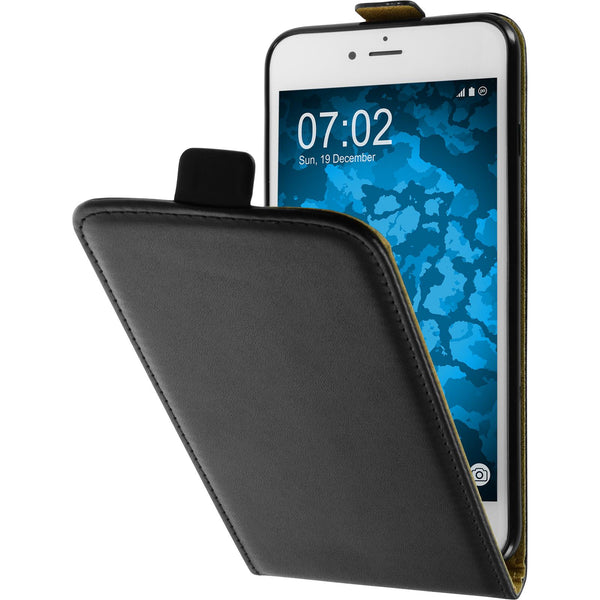Kunst-Lederhülle für Apple iPhone 8 Plus Flip-Case schwarz +