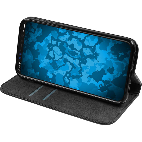 Kunst-Lederhülle für Apple iPhone X / XS Book-Case schwarz C