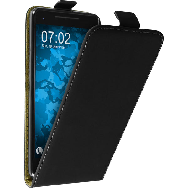 Kunst-Lederhülle für Google Pixel 2 XL Flip-Case schwarz + 2