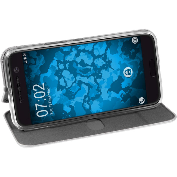 Kunst-Lederhülle für HTC 10 Etui grau + 2 Schutzfolien