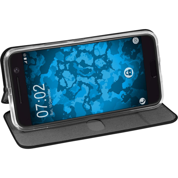 Kunst-Lederhülle für HTC 10 Etui schwarz + 2 Schutzfolien