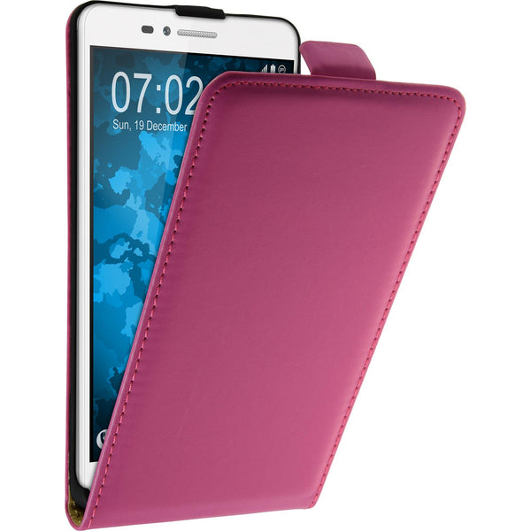 Kunst-Lederhülle für Huawei Honor 5X Flip-Case pink + 2 Schu