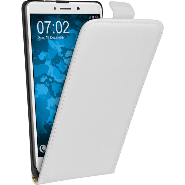 Kunst-Lederhülle für Huawei Honor 6x Flip-Case weiﬂ + 2 Schu