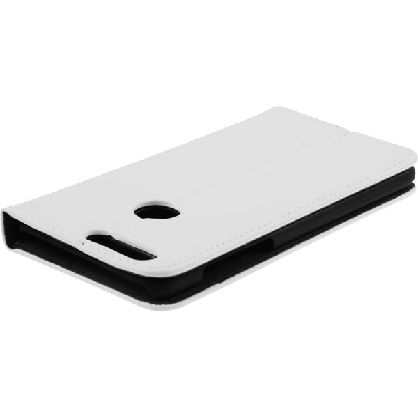 Kunst-Lederhülle für Huawei Honor 8 Book-Case weiﬂ + 2 Schut