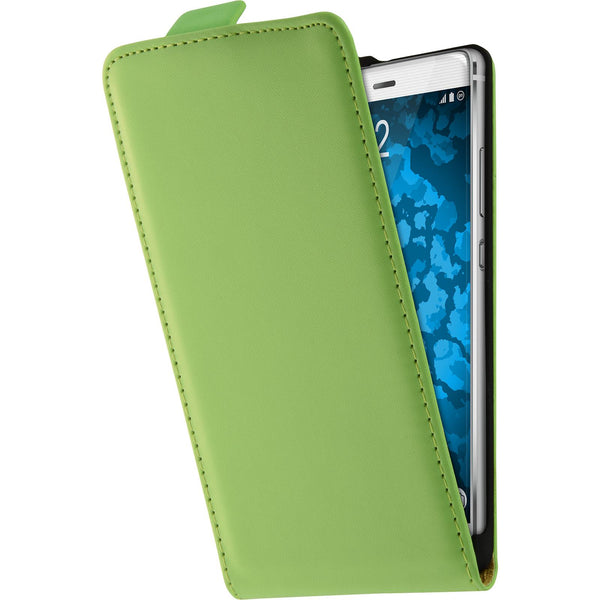 Kunst-Lederhülle für Huawei P9 Flip-Case grün + 2 Schutzfoli