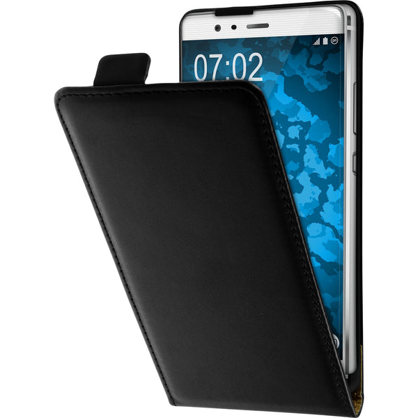 Kunst-Lederhülle für Huawei P9 Plus Flip-Case schwarz + 2 Sc