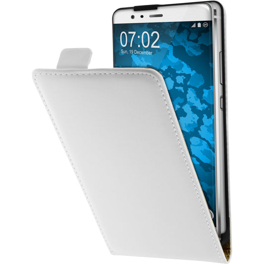 Kunst-Lederhülle für Huawei P9 Plus Flip-Case weiﬂ + 2 Schut