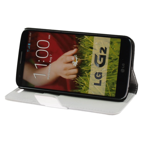 Kunst-Lederhülle für LG G2 Premium weiß + 2 Schutzfolien