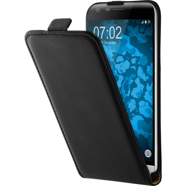 Kunst-Lederhülle für LG K4 2017 Flip-Case schwarz + 2 Schutz