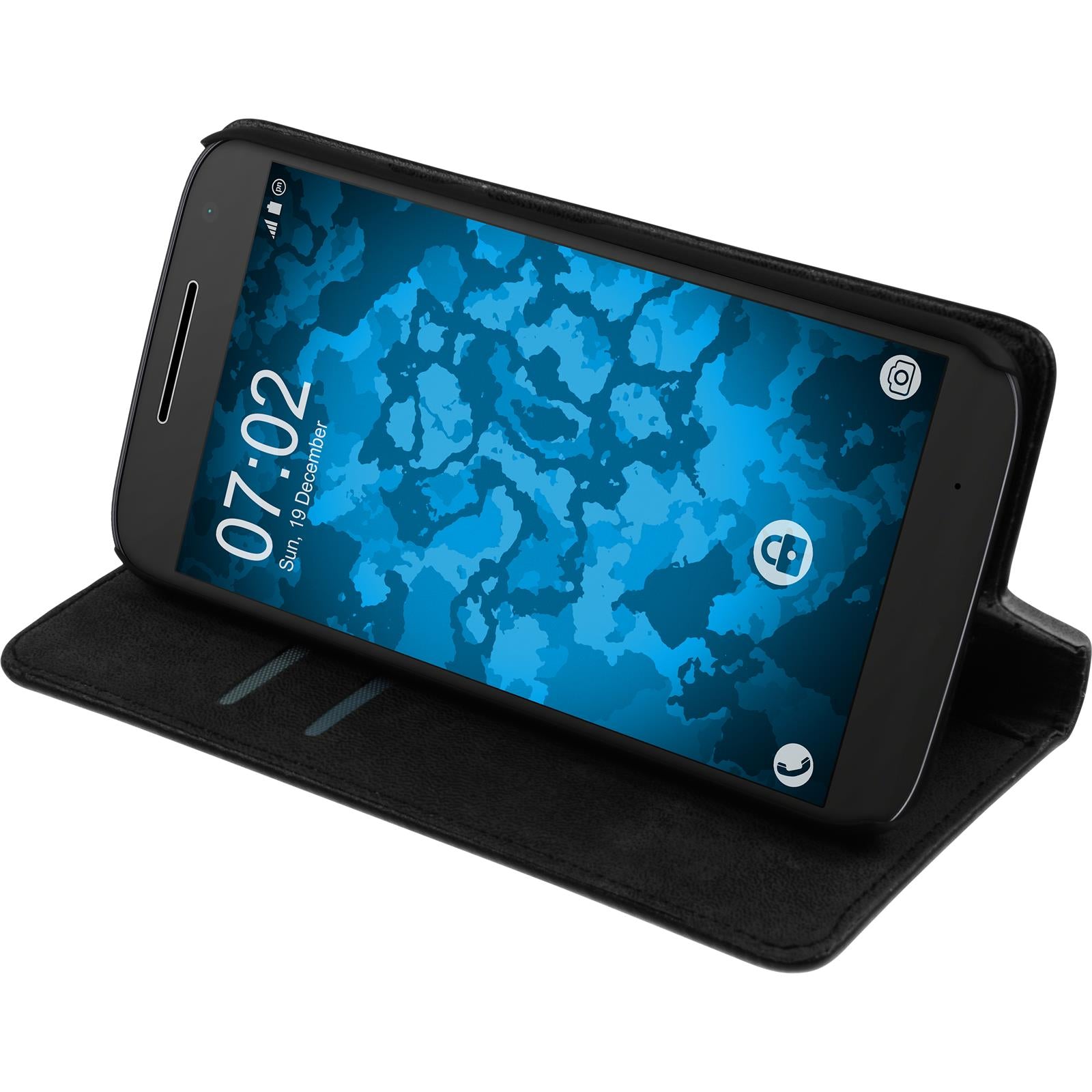 Kunst-Lederhülle für Motorola Moto G4 Play Book-Case schwarz