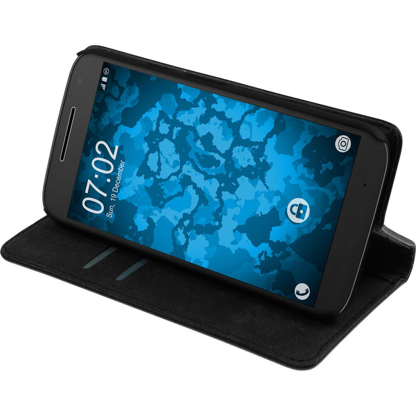 Kunst-Lederhülle für Motorola Moto G4 Play Book-Case schwarz